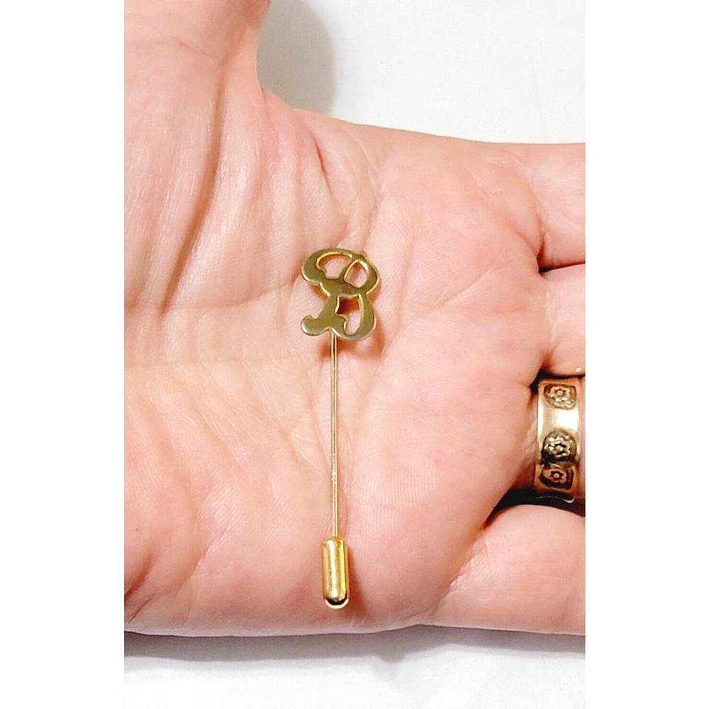 Vintage‎ 1/20 12KGF Stick Pin Initial B Letter 2.25” go-49